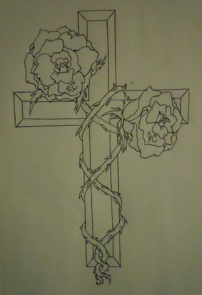 650x949 cross and roses drawings crosses with roses drawing - Cross With Roses Drawings