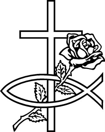 339x425 Cross With Roses Clipart Great Free Clipart, Silhouette - Cross With Roses Drawings