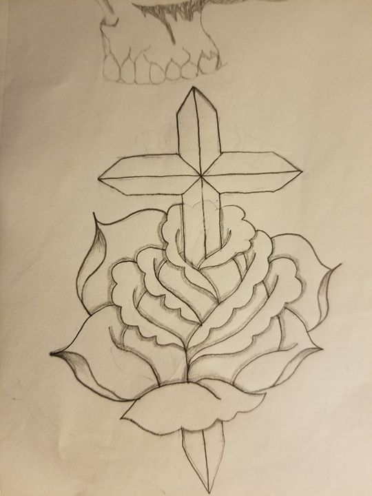 540x720 Cross Rose - Cross With Roses Drawings