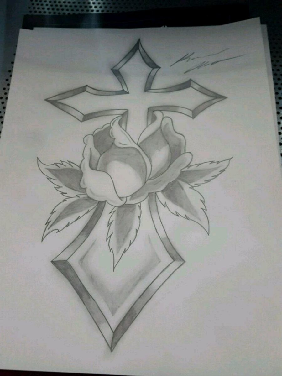 900x1200 Used Cross In Rose Drawing For Sale In Atlanta - Cross With Roses Drawings