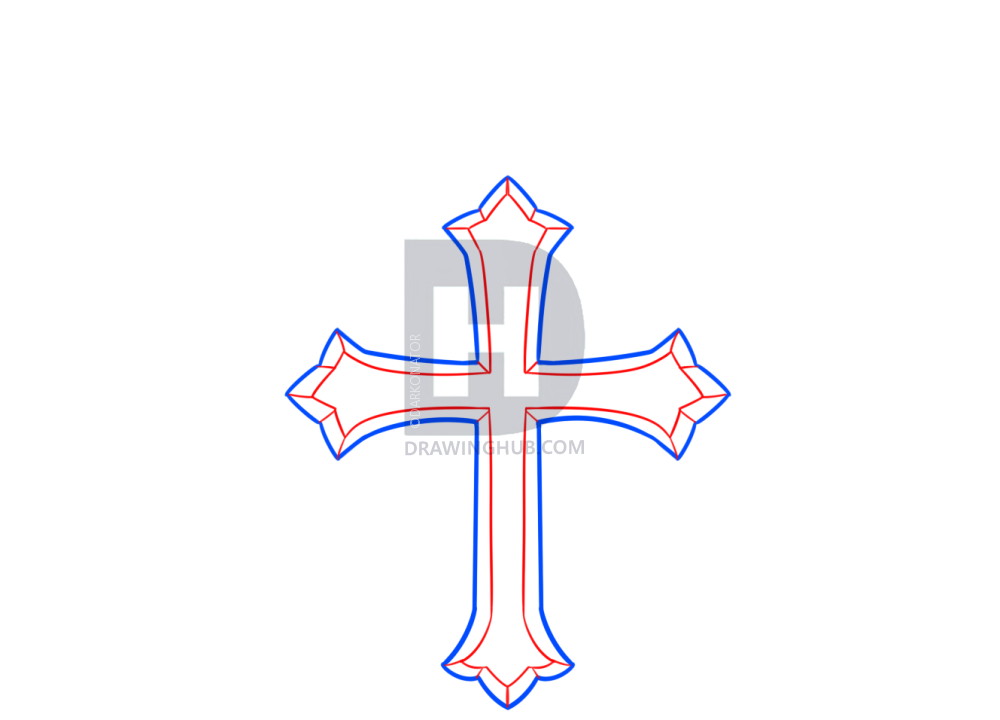 1000x720 How To Draw A Cross With Wings, Step - Cross With Wings Drawing