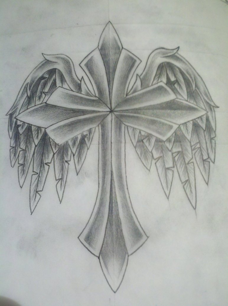 772x1034 How To Draw A Cross With Wings - Cross With Wings Drawing