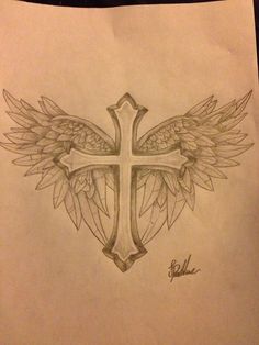 236x314 Cross With Wings - Cross With Wings Drawing