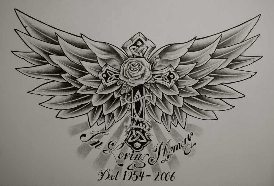 900x610 Cross With Wings Wallpaper - Cross With Wings Drawing