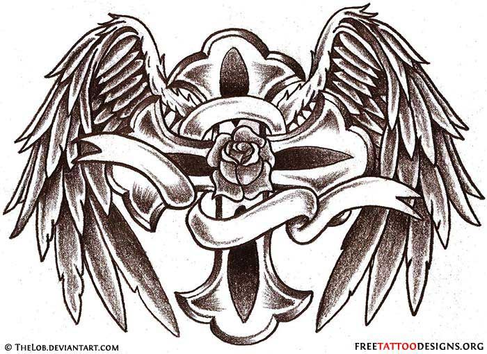 700x510 Angel Wings Tattoo Gallery Cross Tattoos Tattoo Designs - Cross With Wings Drawing