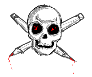 300x250 Skull And Pencil Crossbones Drawing - Crossbones Drawing