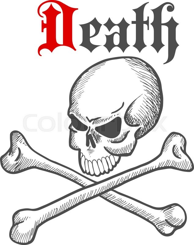 634x800 Spooky Skull With Crossbones Sketch Stock Vector Colourbox - Crossbones Drawing