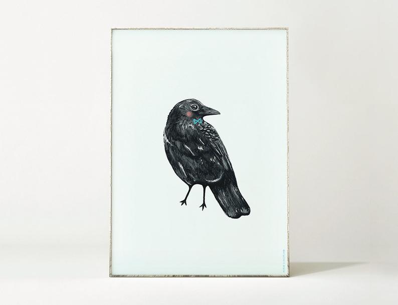 794x609 Poster Crow Bird Illustration Bird Drawing Animal Birds Etsy - Crow Bird Drawing