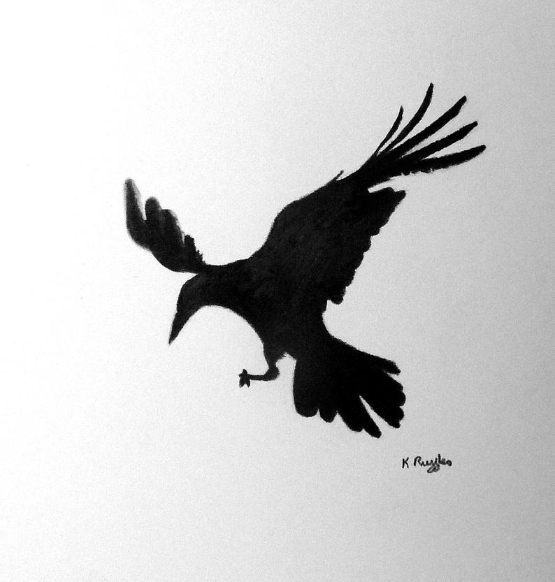 794x833 rook original charcoal drawing crow drawing crow art bird etsy - Crow Bird Drawing