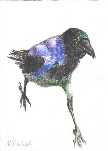 375x526 Bird Crow Walking Sketch Drawing - Crow Bird Drawing