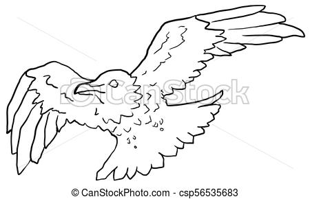 450x290 flying crow line drawing crow flying black line drawing, vector - Crow Line Drawing