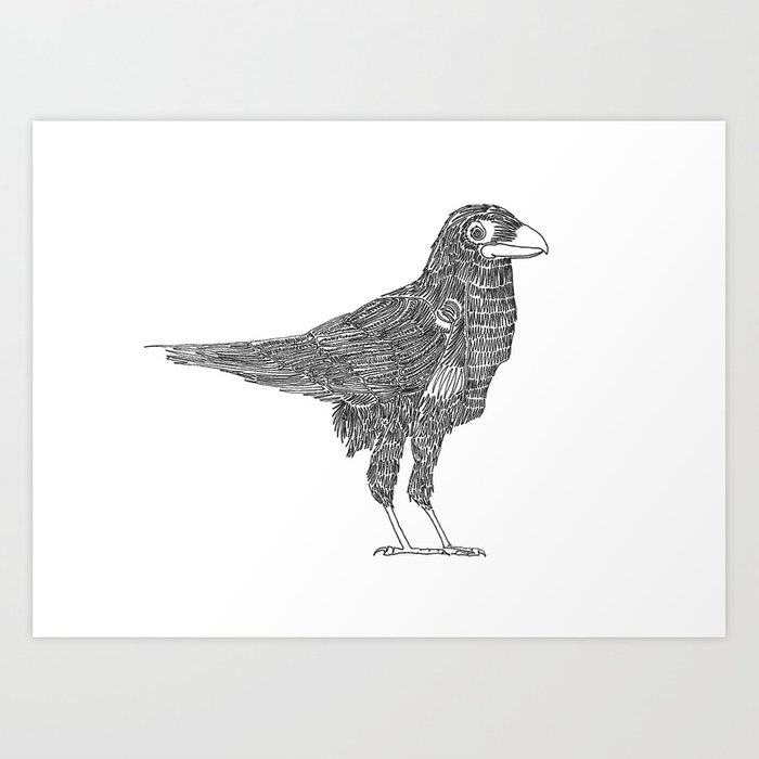 700x700 Crow, One Line Drawing Art Print - Crow Line Drawing