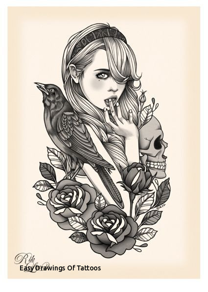 425x595 Easy Drawings Of Tattoos Crow Skull Tattoo Hledat Googlem Tattoo - Crow Skull Drawing