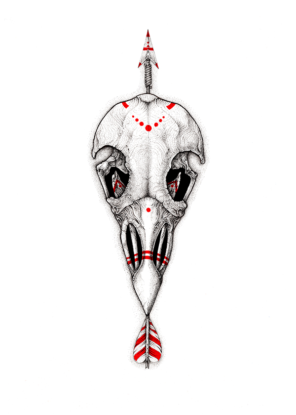 600x840 crow skull on pantone canvas gallery - Crow Skull Drawing