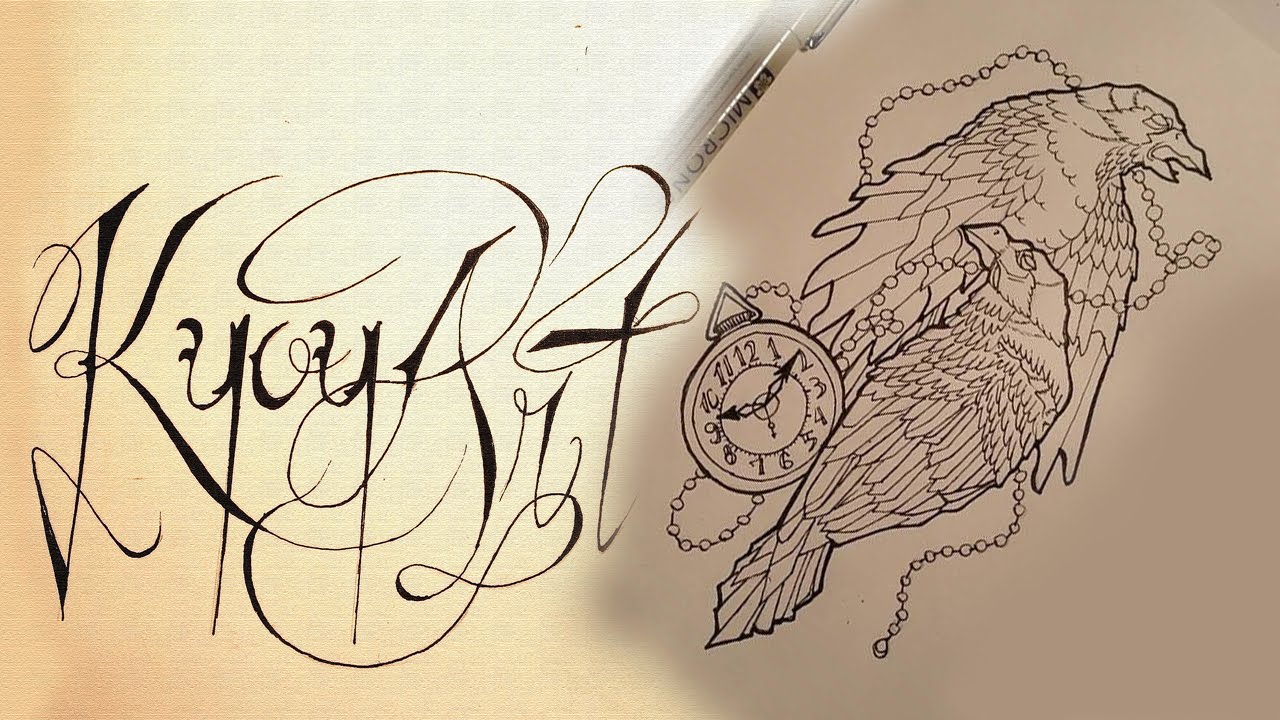 1280x720 Kyoyart - Crow Tattoo Drawing