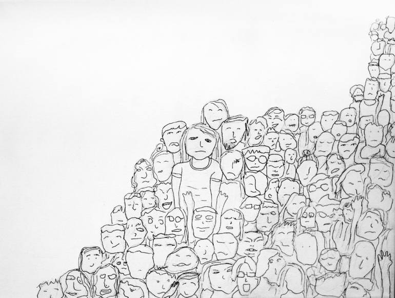 770x581 girl in the crowd drawing - Crowd Drawing