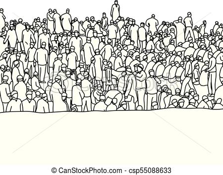 450x352 muslim people in crowd vector illustration sketch hand drawn - Crowd Drawing