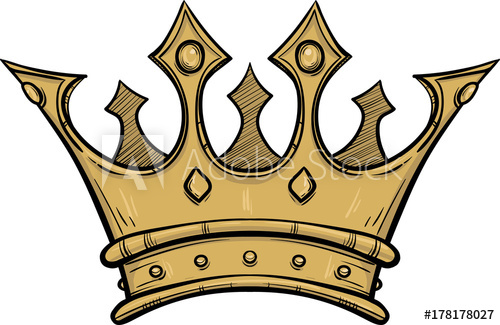 500x325 Golden King Crown Hand Drawn Vector Stock Illustration Black - Crown Drawing Vector