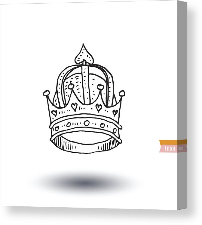 672x750 Crown, Hand Drawn Vector Canvas Print Canvas Art - Crown Drawing Vector