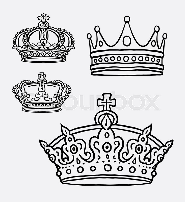 733x800 Crown, The King Symbol Hand Drawing Stock Vector Colourbox - Crown Line Drawing