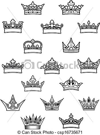 349x470 Queen Crown Drawing Group With Items - Crown Line Drawing