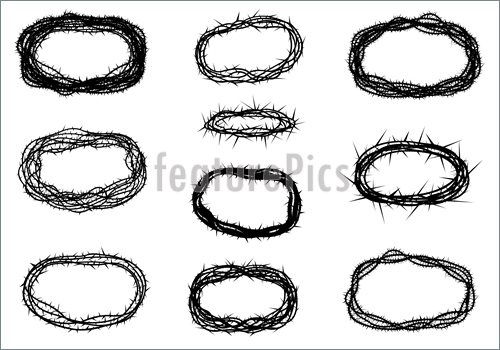 500x350 Illustration Of Crown Of Thorns Set - Crown Of Thorns Drawing