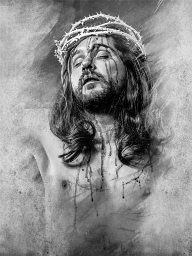 375x500 Painting Drawing Study Christ Crucified Crown Thorns Art Print - Crown Of Thorns Drawing