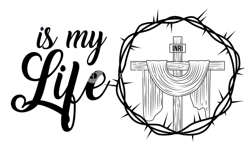 1000x600 Sacred Cross Is My Life Religion Crown Thorns Vector Illustration - Crown Of Thorns Drawing
