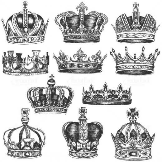 520x520 grey ink queen crown tattoo designs favorite crown tattoo - Crown Tattoo Drawing