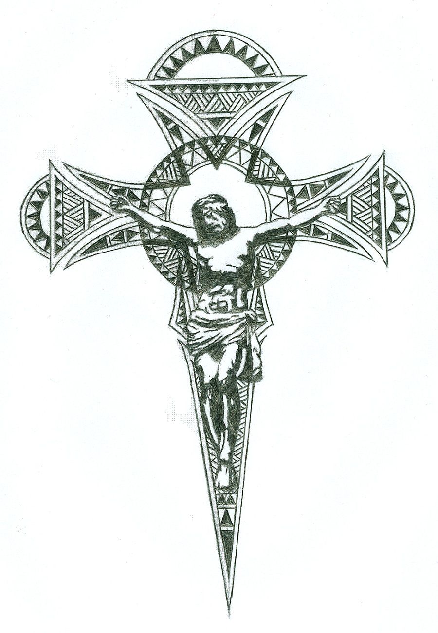 900x1301 crucifix tattoo design - Crucifix Drawing