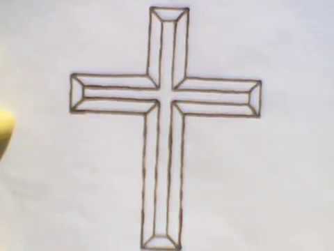 480x360 how to draw a cross crucifix step - Crucifix Drawing