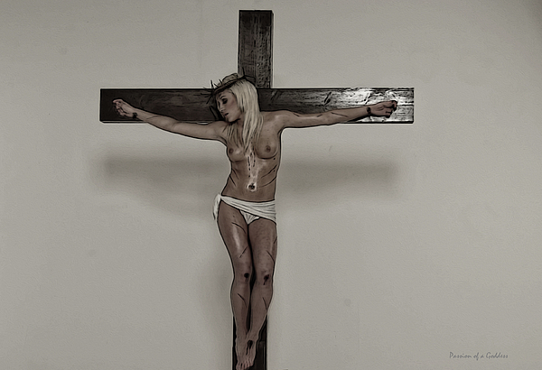 600x410 painting woman crucifix x shower curtain for sale - Crucifix Drawing