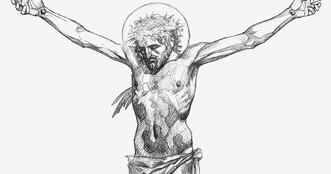 677x356 scapegoat studio blog crucifix process - Crucifix Drawing