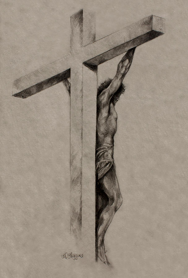 608x900 the cross drawing - Crucifix Drawing