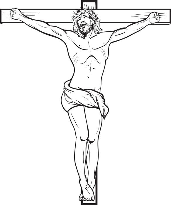 583x700 Jesus Christ Crucified On The Cross Coloring - Crucifixion Drawing