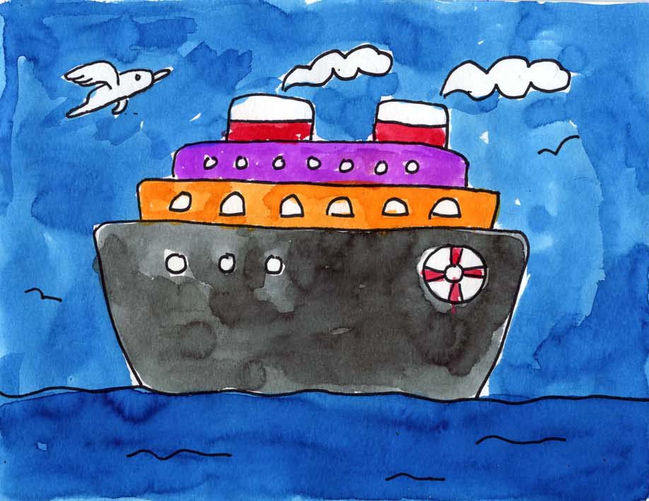 918x709 cruise ship art projects for kids - Cruise Drawing