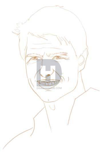 350x530 how to draw tom cruise, step - Cruise Drawing