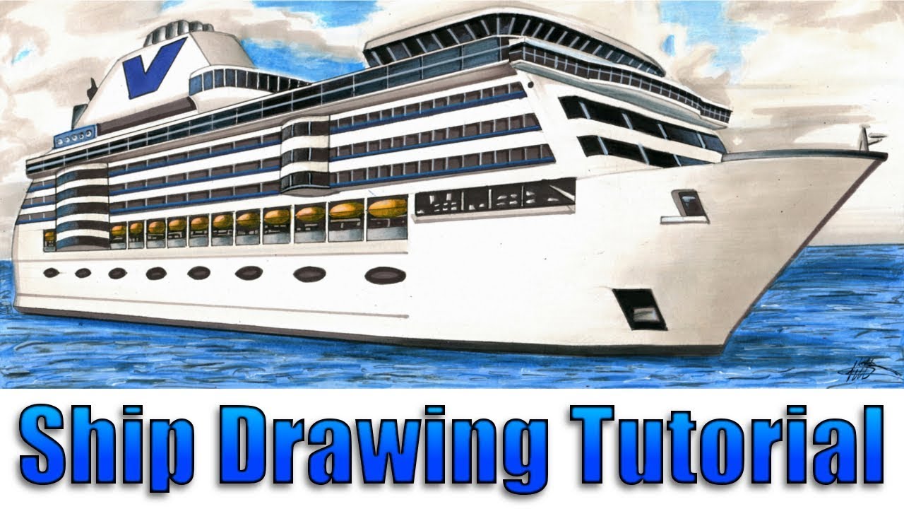 1280x720 how to draw a realistic cruise ship - Cruise Drawing