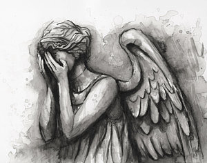 300x236 Crying Angel Art Fine Art America - Crying Angel Drawing