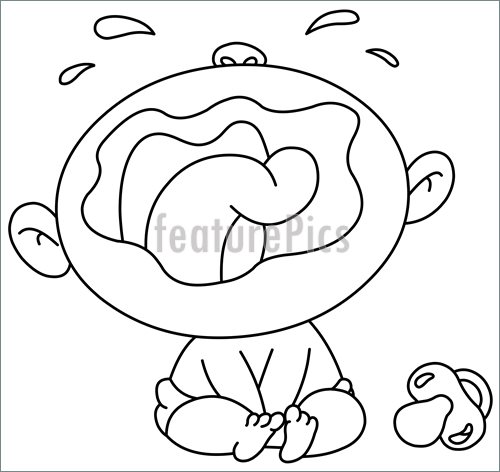 500x472 Outlined Crying Baby Illustration - Crying Baby Drawing