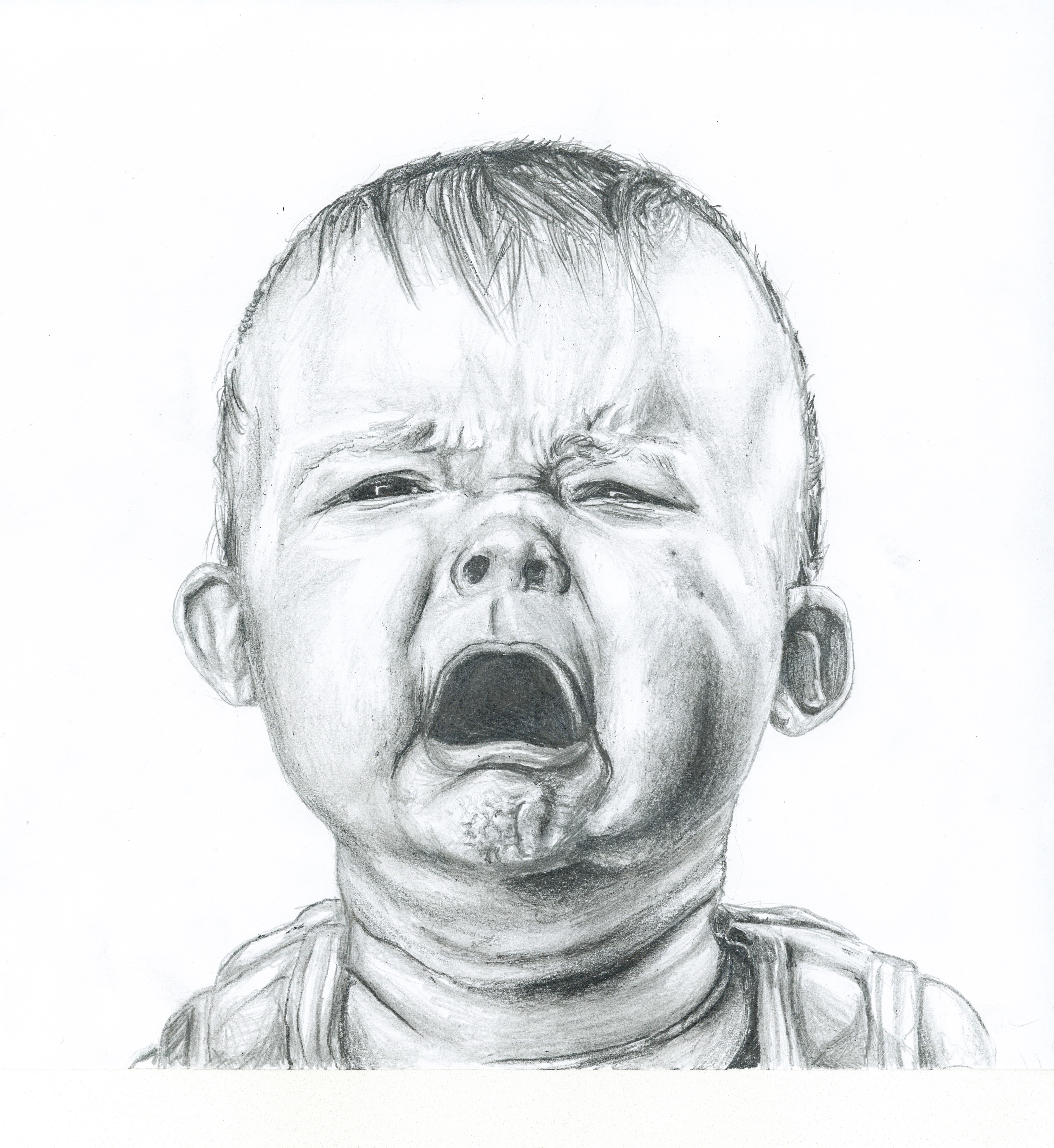 Ребенок плачет карандашом