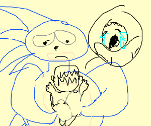 300x250 sonic the hedgehog finds a crying baby drawing - Crying Baby Drawing