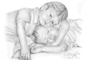 300x210 Baby Sketch Of Mother And Baby Sketches Child Rhdrawingslycom - Crying Baby Drawing