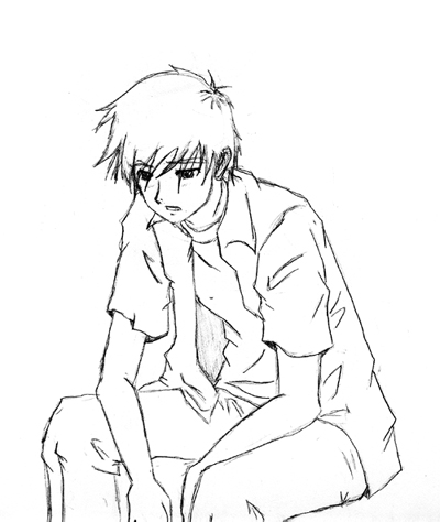 400x474 Gallery Hd Drawing Of Lonely Boy Weeping - Crying Boy Drawing
