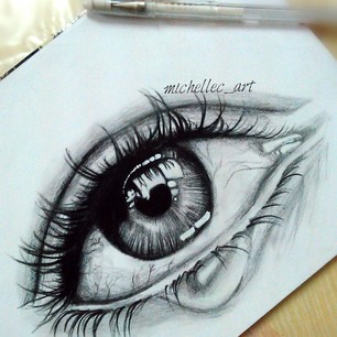 306x306 Realistic Crying Eyes Drawing - Crying Eye Drawing