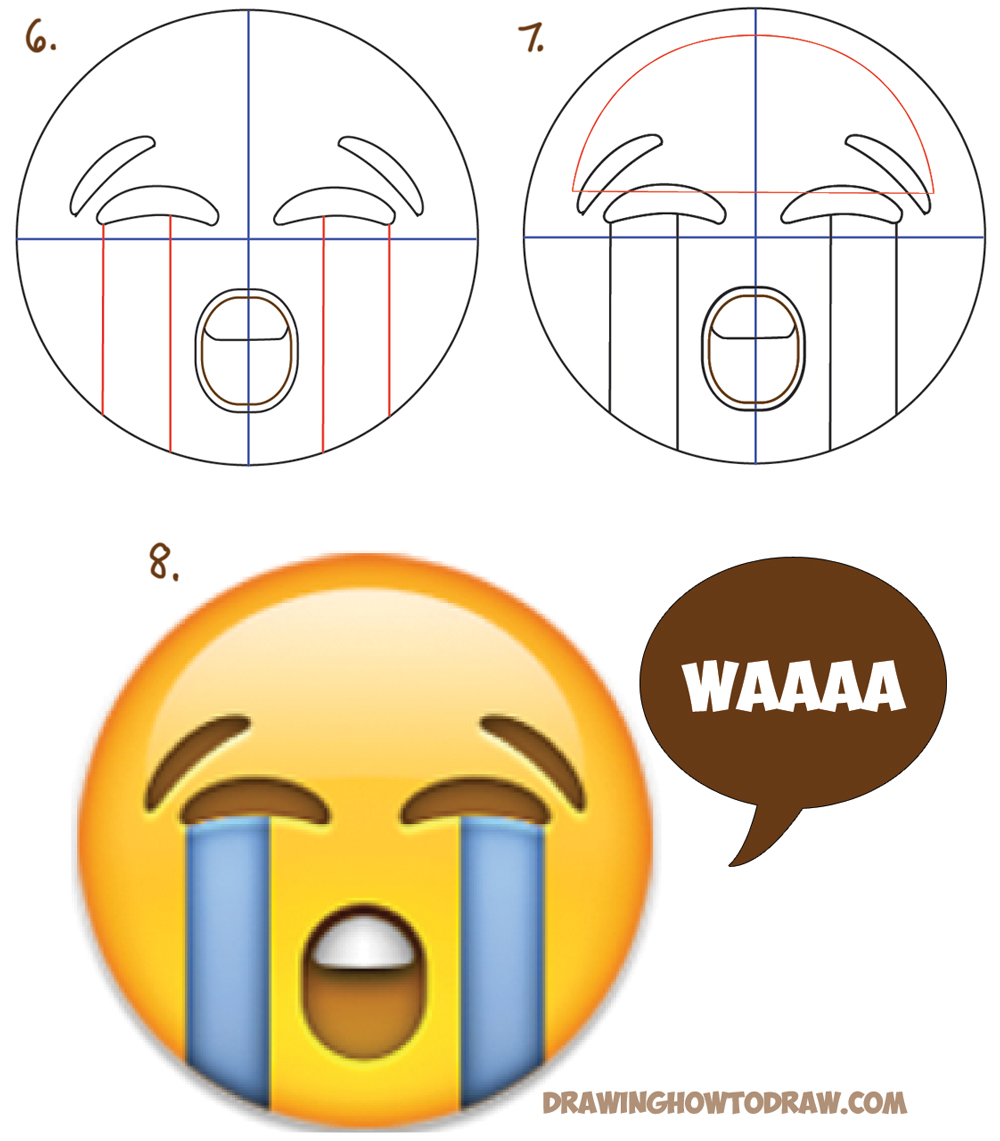 1000x1141 How To Draw Sobbing Crying Emoji Face With Easy Steps Lesson - Crying Face Drawing