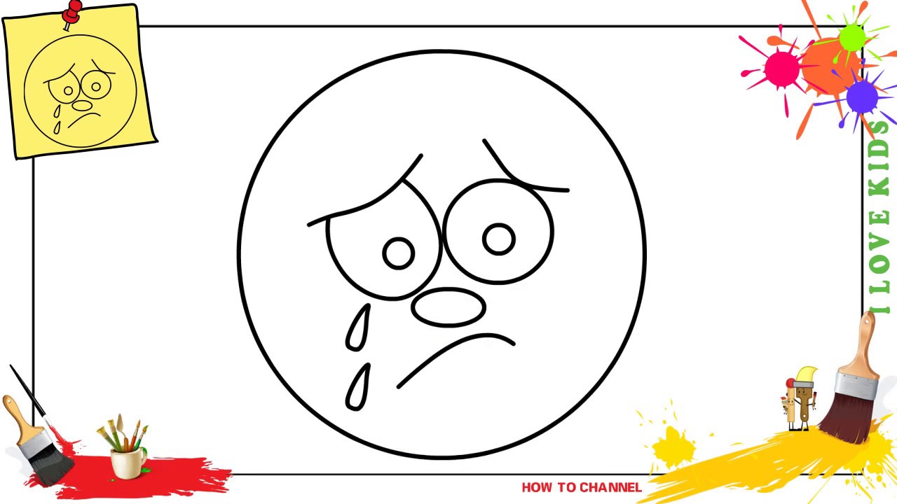1280x720 How To Draw A Emoji Face - Crying Face Drawing
