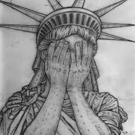 447x448 Tom Davies The Verdict Is Lady Liberty Weeping Unheralded Fish - Crying Lady Drawing