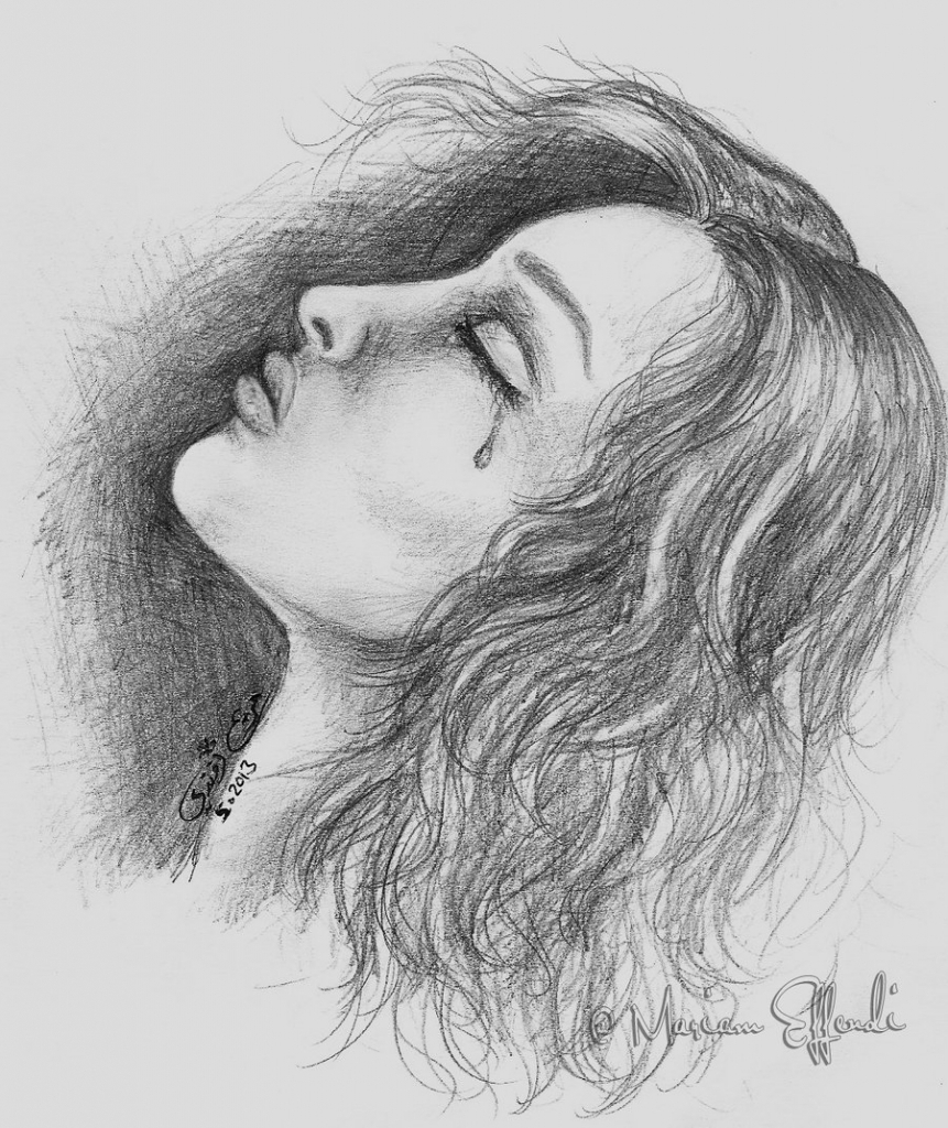 Crying Lady Drawing at PaintingValley.com | Explore collection of ...