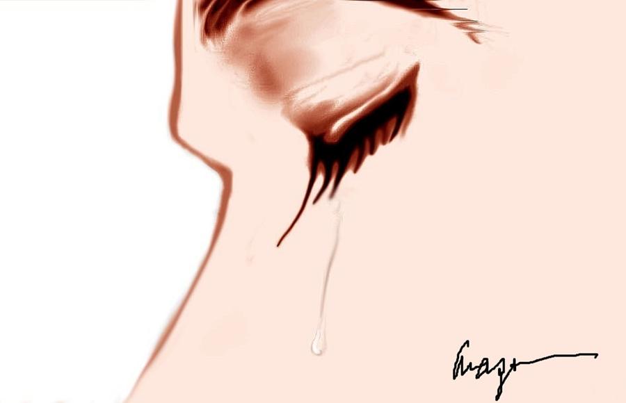 900x580 Crying Lady Drawing - Crying Lady Drawing